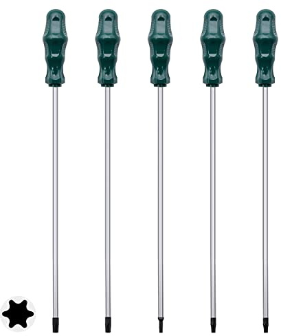Extra Long Torx Screwdrivers Set, 5pcs 12in Magnetic Torx Screwdrivers Set, T15 - T30 (T15,T20,T25,T27,T30) Magnetic Torx Driver Star Screwdrivers Set, Long Long Star Screwdrivers Set