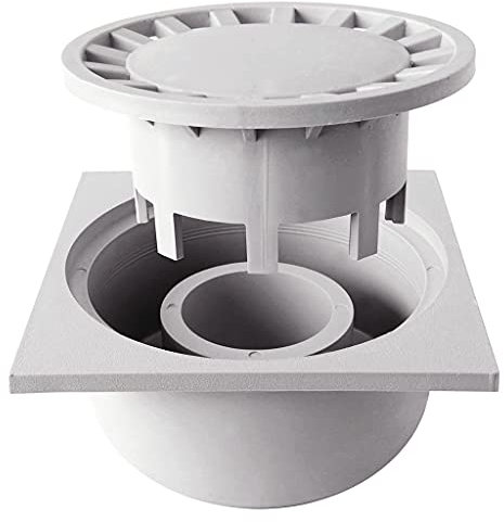 Bricoloco Sumidero sifonico vertical desagüe patio y terraza exterior PVC con rejilla extraible (15x15 cm)