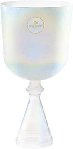 6.75 Crystal Singing Bowl Chalice, Root Chakra 440Hz / C4 — White Lacquered Gemstone (Quartz) with Long Resonance — for Sound Healing Therapy, Yoga and Meditation, 2-YEAR WARRANTY