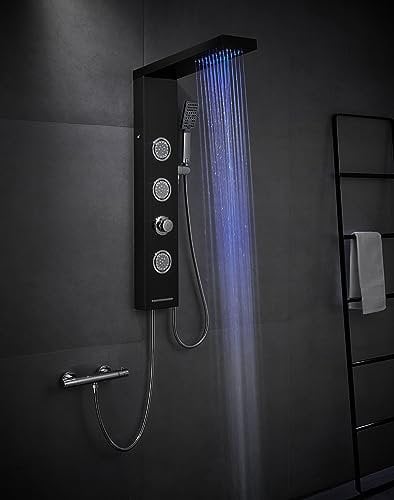 OUGOO Kit doccia in acciaio inox con sistema doccia e ugelli rotondi