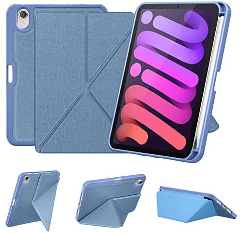 DTTO Schutzhülle für iPad Mini 7 (A17 Pro) 2024 / iPad Mini 6 2021 8,3 Zoll mit Stifthalter, Multi-Winkel, magnetische Standabdeckung für iPad Mini 7. / 6. Generation [Auto Wake/Sleep], Himmelblau