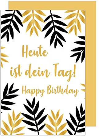 Edition Seidel Premium Geburtstagskarte mit Goldprägung und Umschlag. Glückwunschkarte Grusskarte Billet Geburtstag Happy Birthday Mann Frau einzelne eine Sprüche Karte Gold (G2895 SW022)