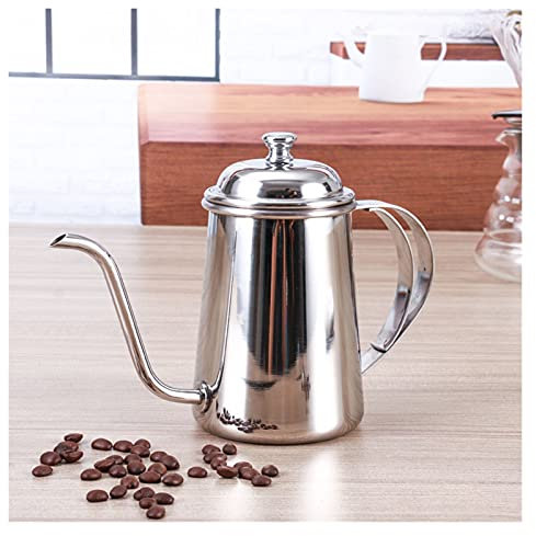 YQBUER Cafetiere-Kaffeemaschine Edelstahl-Kaffee-Topf 650ml Langmund-Schwanenhals-Sput-Kessel-Tropf-Topf-Kaffeemaschine Pitcher Teekanne Cafetiere for Barista Französisch Press Edelstahl Kaffeetasse