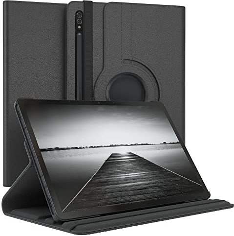 EAZY CASE - Pochette pour Tablette Samsung Galaxy Tab S8 Housse de Protection 11 Pouces Smart Cover Tablet Case Rotation à Placer à Rabat pivotant à 360° avec Fonction de Support Similicuir Noir