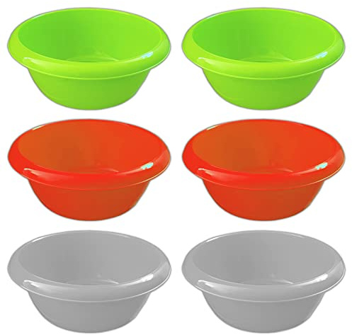HAC24 6er Set Plastikschüssel 1,1 Liter Schüssel Kunststoffschüssel Rührschüssel Küchenschüssel Servierschüssel