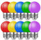 MZYOYO Farbige LED Glühbirne E27,1W Farbige Glühbirnen,E27 G45 Glühbirne Bunt,Gemischte Farben LED Leuchtmittel,Rot Gelb Blau Grün Violett,für Lichterkette Bunt Party Weihnachten Dekoration,10er Pack