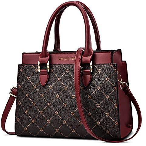 FORRICA Handtaschen Damen Umhängetasche Elegant Ahornblatt Henkeltasche Frauen Schultertasche Vintage PU Leder Shopper Tasche Rot