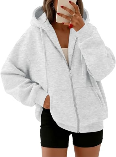Trendy Queen Damen Weich T-Shirt | Frühlings-Herbst-Lagenjacke mit Taschen, lässige Trainingsoutfits, gemütliche Fleece-Winterkleidung