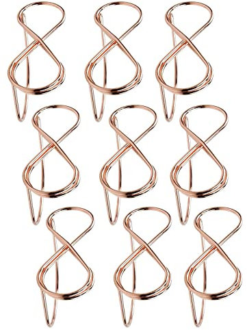 Pack of 10 Metal Table Card Holders, Infinity Sign Photo Holders, Place Card Holders, Wedding Table Number Holders, Memo Holders, Rose Gold for Wedding, Party, Office, Table Decoration