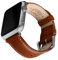 Archer Watch Straps - Uhrenarmbänder aus Hochwertigem Genarbtem Leder für Apple Watch (Cognac/Naturweißes Garn, Silber, 44/45/46/49mm)