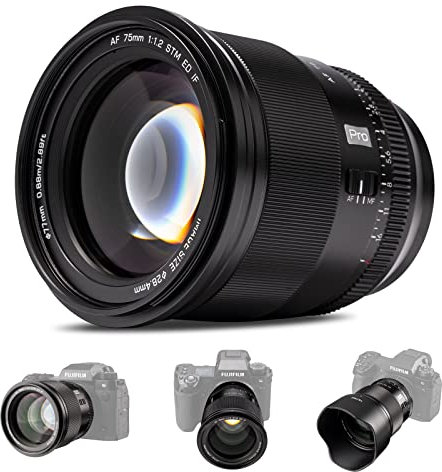 Viltrox 75mm F1.2 Pro Level Autofokus-Objektiv, kompatibel mit Fuji X-Mount spiegellosen Kameras X-E3 X-E4 X-H1 X-H2 X-H2S X-Pro2 X-Pro3 X-S10 X- T1 X-T1 IR X-T10 X T100 X-T2 X-T20 X-T200 X-T3