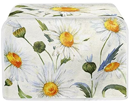 STUOARTE Abdeckung für kleine Geräte mit Gänseblümchen, 2 Scheiben, Toaster, schmutzabweisend, Staubschutz, Brotmaschinen-Abdeckung mit Griff oben, für Toaster-Geräte mit vier Scheiben