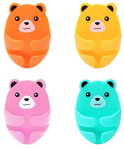 Frdun 4pcs Cute Hug Bear USB Cable Holder, Adhesive Cord Holders,Wall Mounted Cable Clips, Long-lasting Cable Clips for Desk Wall Home Office