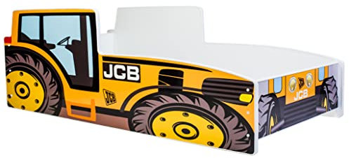 KOBI Kinderbett mit Rausfallschutz Bauernhof | Gelber Traktor | 160 x 80 cm | Jugendbett mit Matratze | Kinderbetten Jungen Mädchen | Einzelbett Kinder Bett Autobett