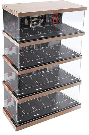 Harilla 1/64 Modellauto-Vitrine, Auto-Garage-Vitrine, Ausstellungsständer, Schutz, Acryl-Vitrine für Sammler, Legierungsauto, Spielzeugautos, Sportwagen, 4-stufig