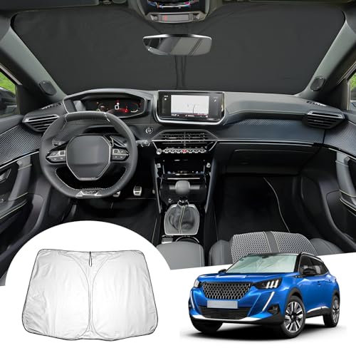 GAFAT Compatible con Peugeot 2008 e-2008 2019-2024 2025 Protección Solar para Parabrisas Interior, Peuge0t 2008 GT Line Parasol, Parasol, Enfriamiento, Protección UV