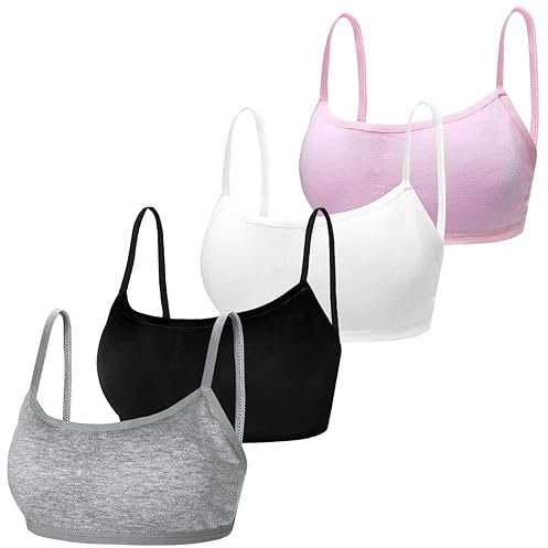 Sport BHS für Mädchen Baumwolle Tees Bustier Abnehmbares Brustpolster Unterwäsche Sportunterwäsche Softbra für 7-12 Jahre Kinder