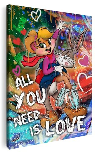 Artmazing | Bugs Bunny Bild bunt | Bild Bugs Bunny | S-Art Bilder | Bugs Bunny Bilder Modern | Leinwandbilder XXL Wohnzimmer | Wandbild Bugs Bunny Deko XXL | Leinwand XXL | buntes Poster für Wand