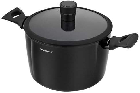 FLORINA Faitout Aluminium (6,4 l) I Diamètre de 24 cm I Marmite avec Couvercle en Verre Silicone MAGNUM I Poignées Softtouch I Faitout pour Induction, Marmite tous Feux I Revêtement Antiadhésif