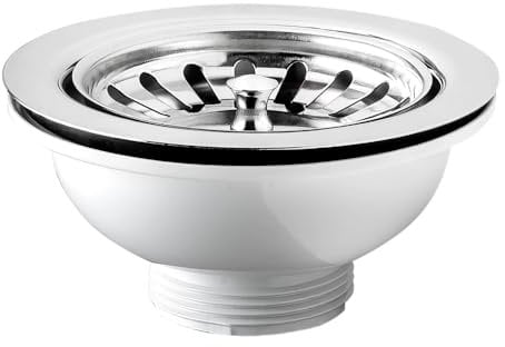 Schläfer 439726 | Desagüe para Fregadero con Rejilla Desague y Sifón, Tipo Cesta sin Desbordamiento 1''1/2 Agujero Ø90 mm, Piletón Ø114 mm, Acero Inoxidable con Tornillo y Cesta
