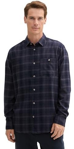 TOM TAILOR Herren 1042660 Regular Fit Hemd mit Karomuster, 36006-Navy Tonal Check, XL