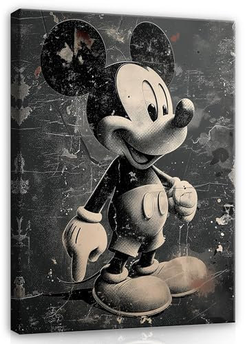 Bilder Mouse schwarz weiß 100x75 cm - Modern Leinwandbild Groß XXL Wohnzimmer Schlafzimmer Wandbild Kunstdruck Wandbilder Canvas Desing Wand Bild auf Leinwand Aufhängefertig