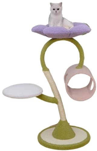 GNBOW Lindo árbol for Gatos, árbol for Gatos con Flores, Torre de Perca for Gatos con Flor acogedora, Poste rascador de sisal for Gatos