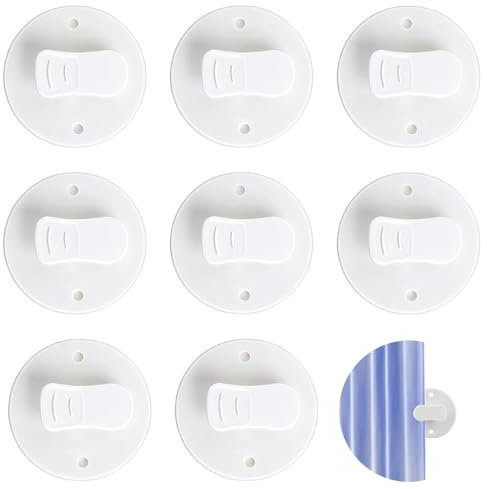 GOIEHIR Duschvorhang Clips, 8 Stück Schutz Spritzschutz Clips, Duschvorhang Halterung für Shower Curtain, Vorhängen
