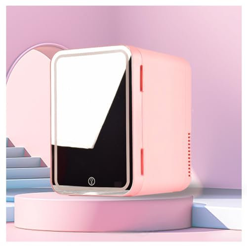 HAZARA Mini Nevera Para Cosmeticos, Con Espejo Led, Capacidad 8L Nevera Skincare, RefrigeracióN Y CalefaccióN,12v/ 220v Nevera Skincare, El Mejor Regalo Para Mujeres,Pink
