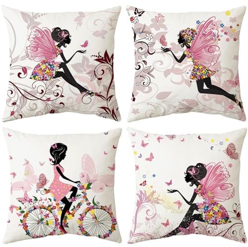 Bestash Kissenbezug 45x45 4er Set Kissenbezüge Samtkissen Kissenbezug Modern Zierkissen Sofakissen Dekokissen für Wohnzimmer Sofa Schlafzimmer(Schmetterling)