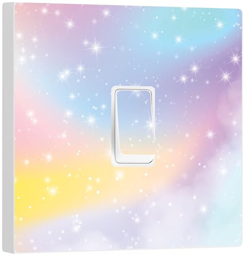 Generic Rainbow Sparkle Light Switch Vinyl Sticker Skin Cover, Girls Bedroom Decor, Pink, Blue, Purple & Yellow, LSS1001