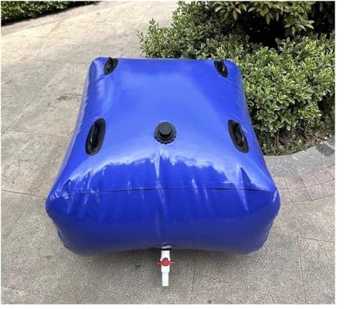 Outside Yard Water Storage Bladder Large Capacity 100L 500L 1000L 2000L 5000L 7000L, Foldable Cistern Emergency Water Tanks Bag Storage Container with Valves Spigots Overflow Kit(Size:500L/132Gal/1.25