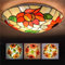 TZSMUM Deckenleuchte Schlafzimmer Tiffany Stil Retro Runde Deckenlampe Sonnenblume Vintage Handgefertigte Decken Beleuchtung Für Wohnzimmer Büro Küche Flur E27 Glühbirnen Innenbeleuchtungen (30CM)