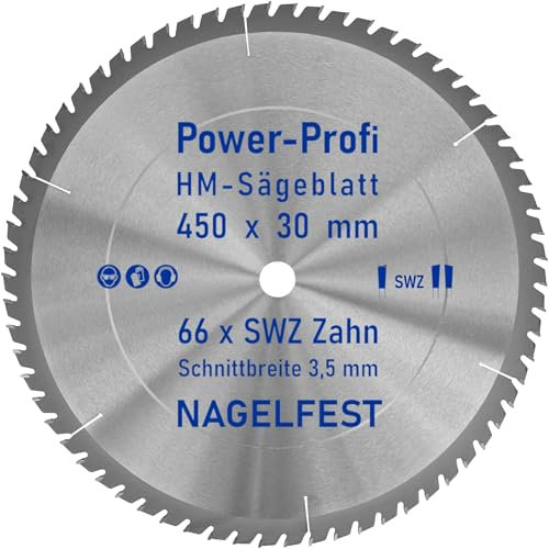 HM-Sägeblatt 450 x 30 mm SWZ 66 x Zahn - nagelfest Super-Allrounder - Kreissägeblatt Wechselzahn HW WZ für Wippsäge Tischkreissäge Brennholzsäge Holz mit Betonbeschlag Brennholz Hartholz Holzplatten