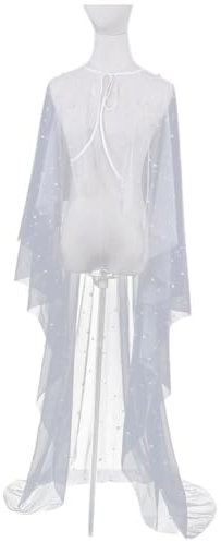 Zghhc Langer Hochzeitsschal, Umhang, Schleier, Kathedrale, Perlenschleier, Brautumhänge, Damen-hochzeitskleid, Wickel-schulterumhang