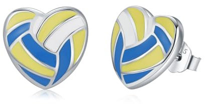 Mädchen Sport Ohrstecker 925 Sterling Silber Baseball/Basketball/Fußball/Rugby/Volleyball Ohrringe für Damen Ballspiele Ohrstecker Schmuck Geschenk für Mädchen Damen Kinder (Volleyball)