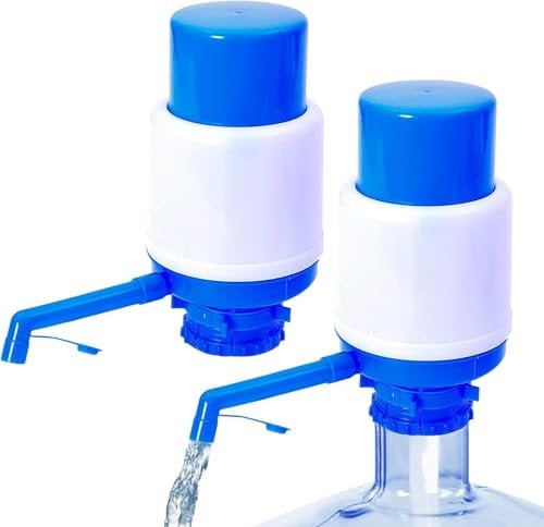 2 Pack Blue Portable Manual Water Pump for 5 Gallon Bottle, Water Jug Dispenser Bottle Pump Drinking Water Pump, Hand Press Water Cooler Dispenser for 2-6 Gallon, for Outdoors&Indoors
