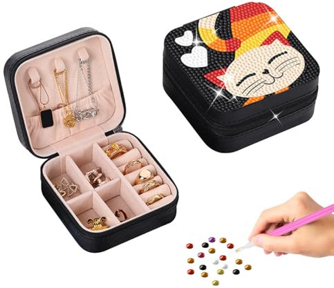 SenaiMy Diamond Painting Boîte à Bijoux, Boîtes de Rangement pour Bijoux et Peinture au Diamant, Boîte à Bijoux Peinture Diamant, Bijoux de Voyage Boite pour Filles Femmes
