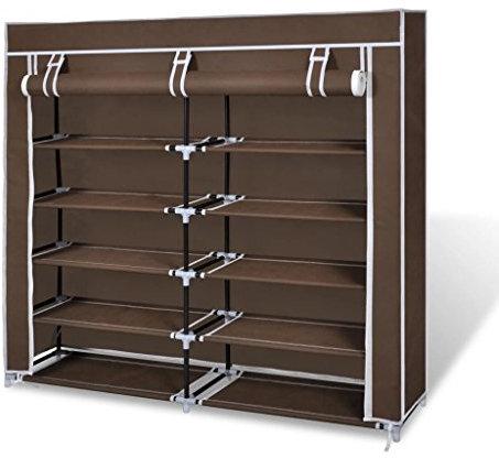 Iiaky Zapatero de Tela con Cubierta marrón 115x28x110 cm Zapatero Entrada Recibidor