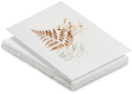 Rongxze 20 Hojas Papel Hecho a Mano, Papel Acuarela 300gr Algodon, Papel Algodon para Pintar Invitaciones, Tarjetas de Felicitación, Cartas, Bocetos (28 cm ×19 cm)