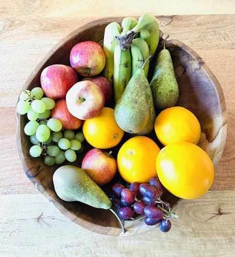 My Square Mile Rustic Wooden Serving or Display Bowl Carved from Teak Roots (50CMS)