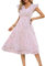 Damen V-Ausschnitt Flare A-Linie Freizeitkleid Kleid mit Blumenmuster Rosa L