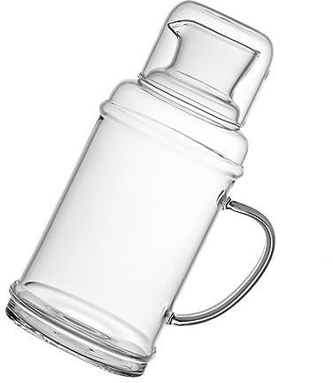 OFFSCH 1pezzi Brocca d Acqua in Vetro Resistente al Calore Teiera Trasparente per Uso Domestico Coperchio Extra e Maniglia Ergonomica per Servire Acqua Bollente Fredda Tè Freddo e Succhi