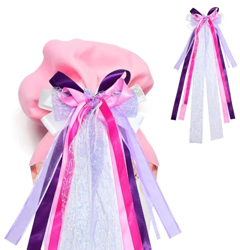 BEIMEIII Lila Schleife Schultüte Schultütenschleife Schmetterling Schleife Schultüte Mädchen Junge Schultüte Dekoration Zuckertüten Schleife Tiefes Lila Bastelset Schultüte Schleife zur Einschulung