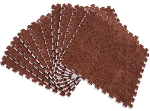 Fopytu 10 Stück Plüsch-Puzzle-Schaum-fußmatten, Weiche, Flauschige, Ineinandergreifende Teppichfliesen Rändern, Quadratische Spielmatten, Kletterteppiche Für Schlafzimmer Und Wohnzimmer