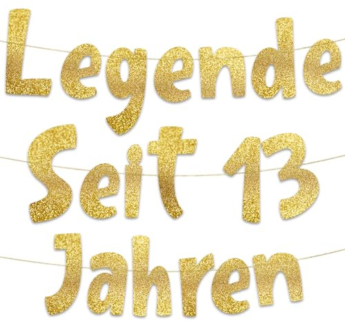 13. Geburtstag Girlande Legende Seit 13 Jahren Gold Glitzer – Lustige Geburtstagsdeko, Party Deko, Geschenke & Zubehör für Sie & Ihn