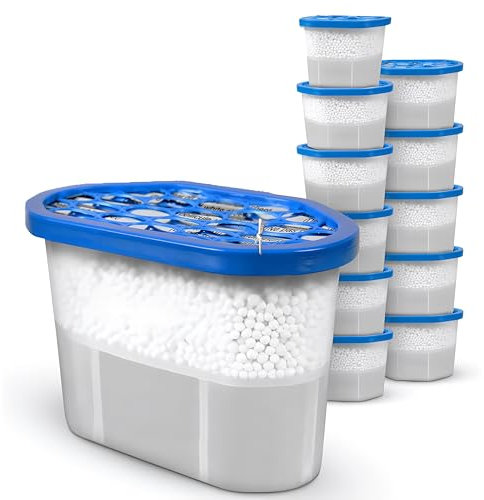 Deumidificatore Casa Muffa – Set 12 Vaschette Assorbi Umidità Ambienti 500ml | Antimuffa con Cristalli Idrofili | Raccoglie Umidità in Cucina, Bagno, Armadi | Deumidificatore Portatile Neutro