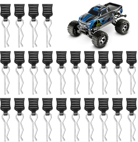 24 Stück RC Karosserie Clips, Edelstahl Körper Shell Pins für RC Autos Ersatzteile Rc Zubehör für, Traxxas RC Autos für Deerc Haiboxing Ersatzteile, 1/10, 1/12, 1/16, RC Verbrenner Zubehör, Schwarz