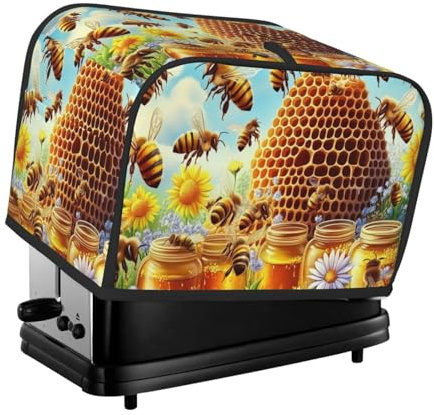 Bees And Beehive Printed Toaster Cover 2 Slice Kitchen Small Appliance Dust Cover Dust And Fingerprint Protection