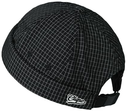CLAPE Docker Cap Herren Damen Leicht Faltbar Verstellbar Docker Mütze | Karo-Muster,Vintage Style,Seemannsmütze mit Umschlag,Kappe Ohne Schirm für Alltag,Casual Outdoor,Reisen